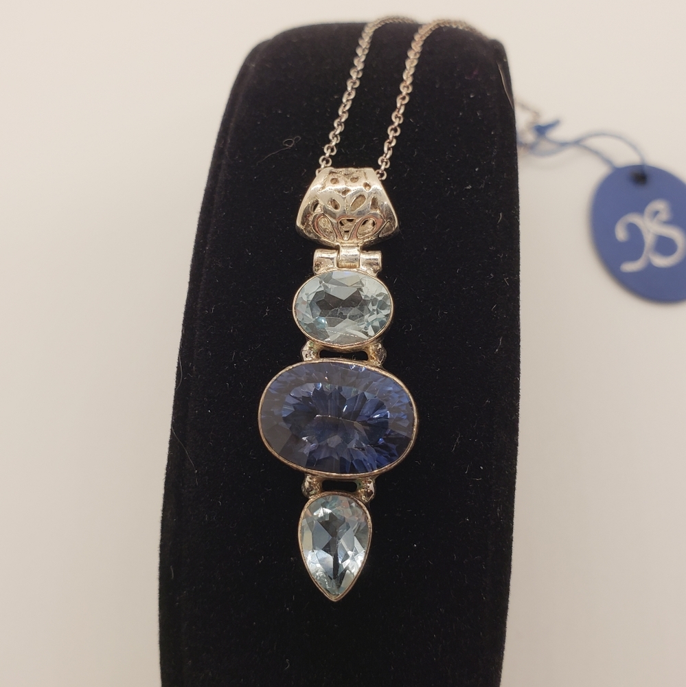 Mystic Quartz Silver Pendant with Chain